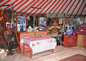 Interior of a traditional Mongolian yurt