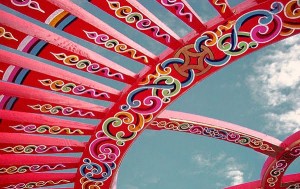 Decorated yurt frame