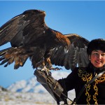 Mongol falconry woman - copyright V. Boreiko