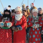 Mongolian women in winter clothes