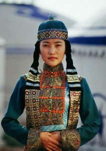 Mongolian woman in traditional costume