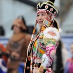 mongolian woman with headress