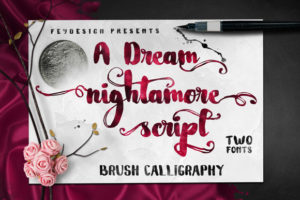 Nightamore free calligraphy font