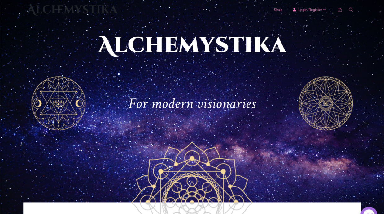 Alchemystika ecommerce website design and setup